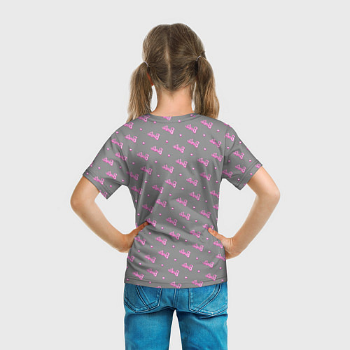 Детская футболка Паттерн - Барби и серый фон / 3D-принт – фото 6
