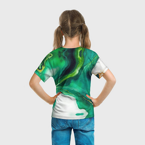 Детская футболка Жидкий изумруд в стиле арт / 3D-принт – фото 6