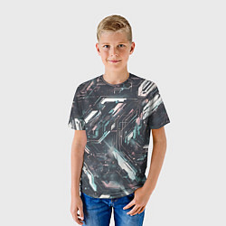 Футболка детская Киберанк полосы, цвет: 3D-принт — фото 2