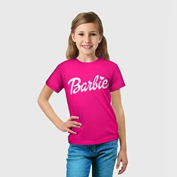 Футболка детская Барби розовая, цвет: 3D-принт — фото 2