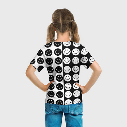 Детская футболка Smiley black and white / 3D-принт – фото 6