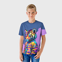 Футболка детская Cool tiger cub - pop art, цвет: 3D-принт — фото 2