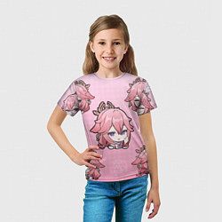 Футболка детская Chibi Yae Miko Genshin Impact, цвет: 3D-принт — фото 2