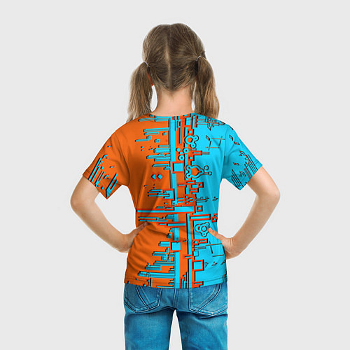 Детская футболка Кибер-глитч морозный апельсин / 3D-принт – фото 6