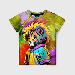 Футболка детская Funny lion cub - pop art, цвет: 3D-принт