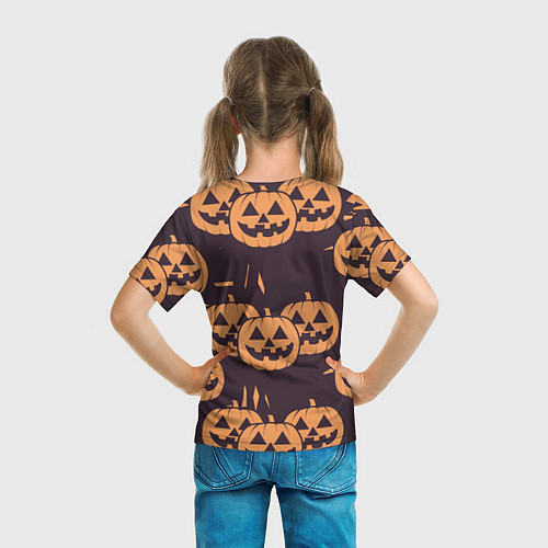 Детская футболка Фонарь джек в грандж стиле halloween тыква cartoon / 3D-принт – фото 6