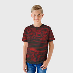 Футболка детская Красные горизонтальные полосы на черном фоне, цвет: 3D-принт — фото 2