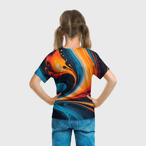 Детская футболка Жидкая стихия огонь и вода / 3D-принт – фото 6