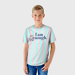 Футболка детская I am Kenough - фраза и костюм Кена в полоску, цвет: 3D-принт — фото 2