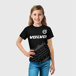 Футболка детская Volvo speed на темном фоне со следами шин: символ, цвет: 3D-принт — фото 2