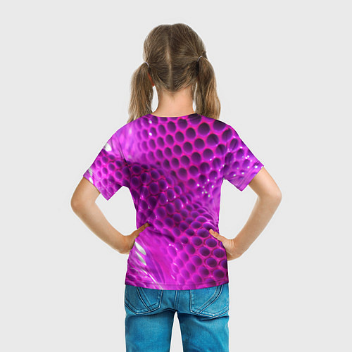 Детская футболка Розовые объемные соты / 3D-принт – фото 6