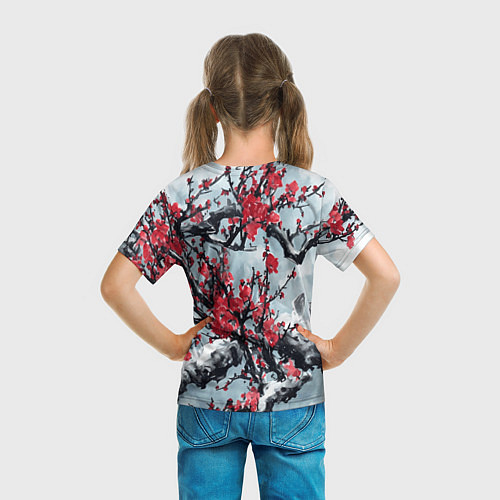 Детская футболка Лепестки цветущей вишни - сакура / 3D-принт – фото 6