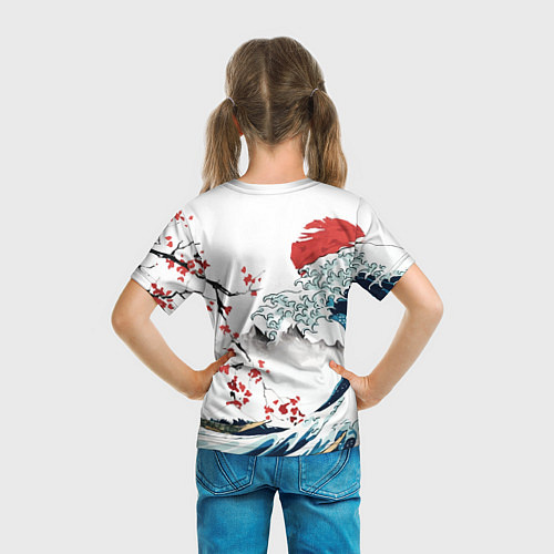 Детская футболка Хокусай большая волна в Канагаве - пародия укиё / 3D-принт – фото 6