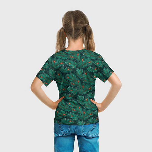 Детская футболка Еловые ветки паттерн / 3D-принт – фото 6