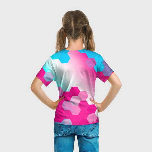 Детская футболка Zelda neon gradient style: символ сверху / 3D-принт – фото 6
