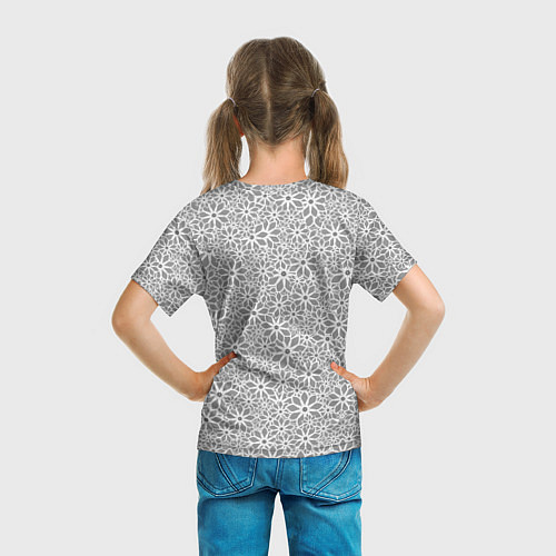Детская футболка Цветочный паттерн светло-серый / 3D-принт – фото 6