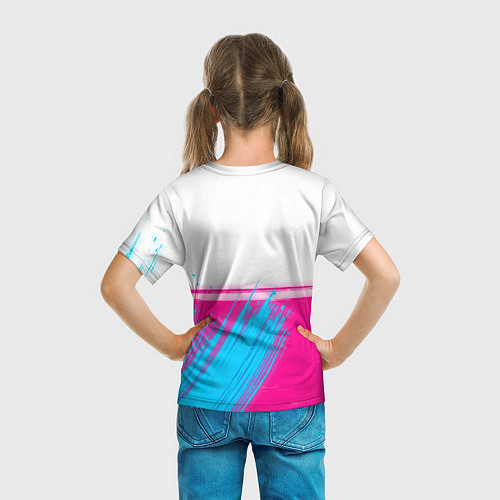 Детская футболка Subaru neon gradient style: символ сверху / 3D-принт – фото 6