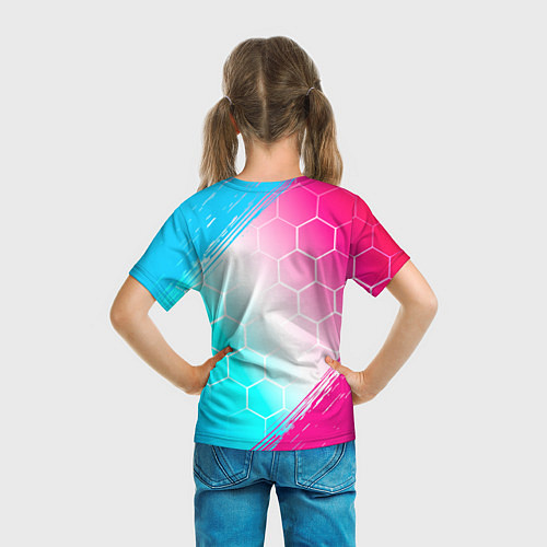 Детская футболка Saab neon gradient style / 3D-принт – фото 6