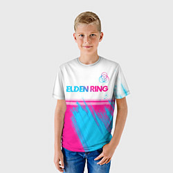 Футболка детская Elden Ring neon gradient style: символ сверху, цвет: 3D-принт — фото 2