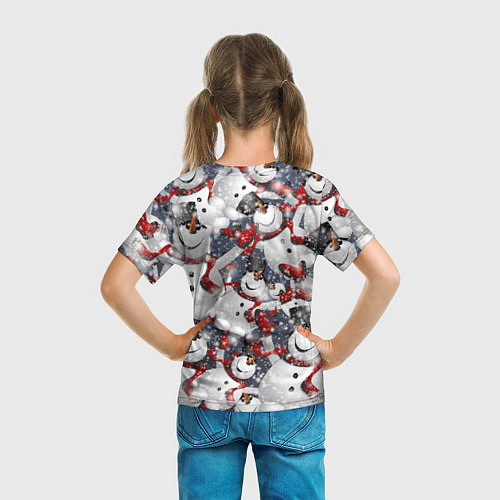 Детская футболка Зимний паттерн со снеговиками / 3D-принт – фото 6