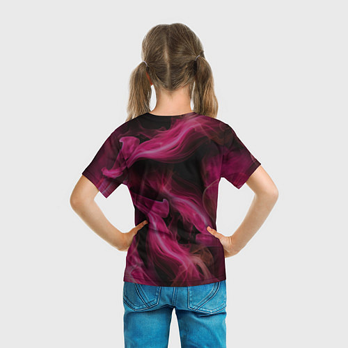 Детская футболка Розовый цветок в огне - нейросеть / 3D-принт – фото 6