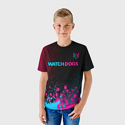 Футболка детская Watch Dogs - neon gradient: символ сверху, цвет: 3D-принт — фото 2