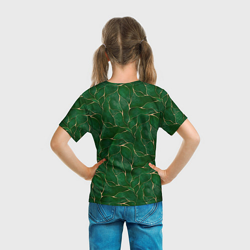 Детская футболка Зеленый камуфляж с золотом / 3D-принт – фото 6