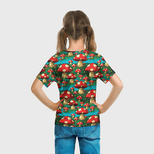 Детская футболка Мультяшный мухомор паттерн / 3D-принт – фото 6