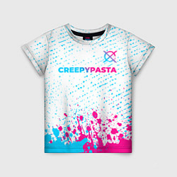 Футболка детская CreepyPasta neon gradient style: символ сверху, цвет: 3D-принт