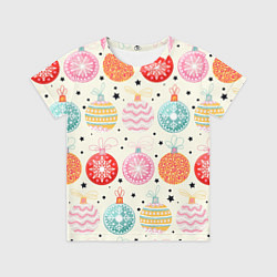 Футболка детская Разноцветные новогодние шары, цвет: 3D-принт