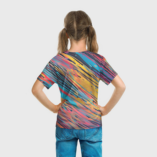 Детская футболка Разноцветные брызги жёлтые и голубые / 3D-принт – фото 6