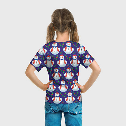 Детская футболка Милые снеговики - зимний узор / 3D-принт – фото 6