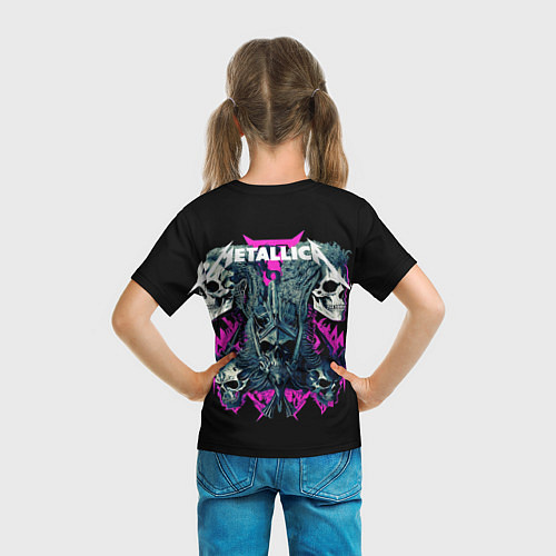 Детская футболка Металлика на фоне черепов рокеров / 3D-принт – фото 6