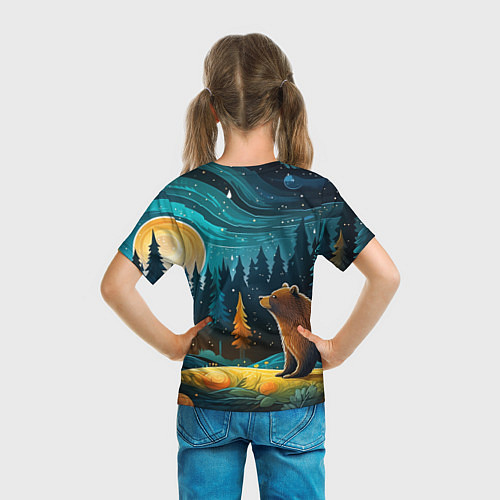 Детская футболка Хозяин тайги: медведь в лесу / 3D-принт – фото 6