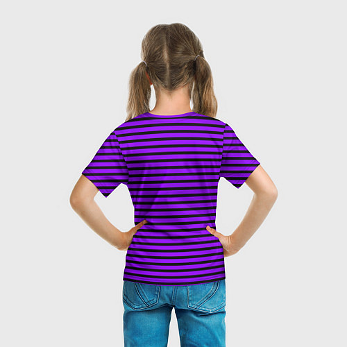 Детская футболка Фиолетовый в чёрную полоску / 3D-принт – фото 6