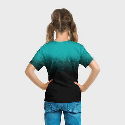 Детская футболка Градиент бирюзово-чёрный / 3D-принт – фото 6