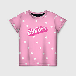 Футболка детская Барби - белый горошек на розовом, цвет: 3D-принт