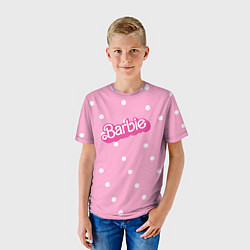 Футболка детская Барби - белый горошек на розовом, цвет: 3D-принт — фото 2