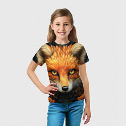 Футболка детская Лис в стиле фолк-арт, цвет: 3D-принт — фото 2