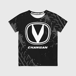 Футболка детская Changan speed на темном фоне со следами шин, цвет: 3D-принт