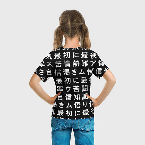 Детская футболка Сто иероглифов на черном фоне / 3D-принт – фото 6
