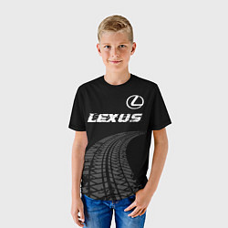 Футболка детская Lexus speed на темном фоне со следами шин: символ, цвет: 3D-принт — фото 2
