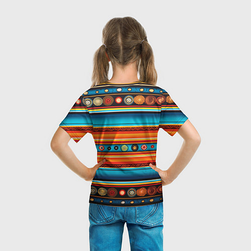Детская футболка Этнический узор в горизонтальную полоску / 3D-принт – фото 6