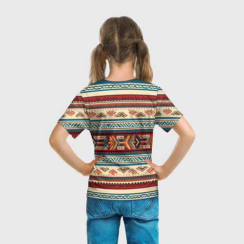 Детская футболка Этнический паттерн в горизонтальную полоску / 3D-принт – фото 6