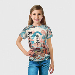 Футболка детская Потёртая Японская иллюстрация, цвет: 3D-принт — фото 2