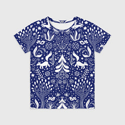 Футболка детская Зимний лес в скандинавском стиле - паттерн, цвет: 3D-принт