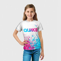 Футболка детская Quake neon gradient style посередине, цвет: 3D-принт — фото 2
