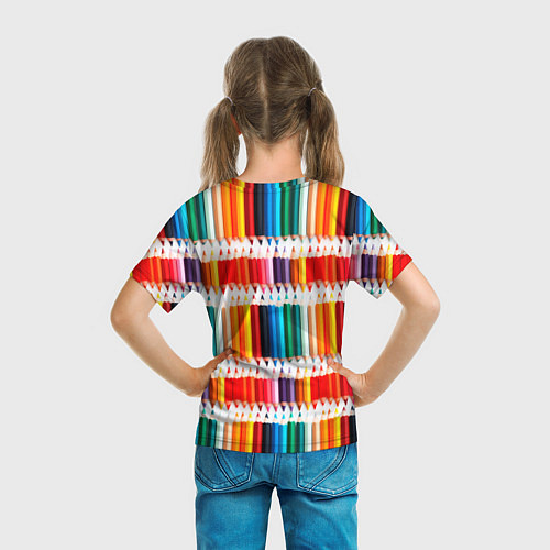 Детская футболка Яркие цветные карандаши / 3D-принт – фото 6