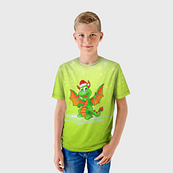 Футболка детская Зеленый дракошка, цвет: 3D-принт — фото 2