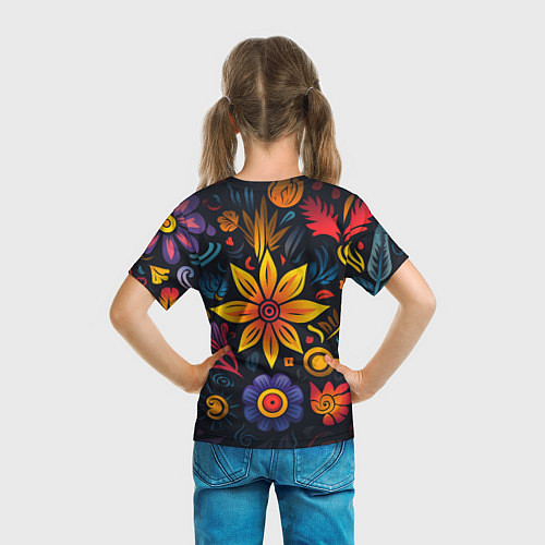 Детская футболка Растительный узор в латино-американском стиле / 3D-принт – фото 6